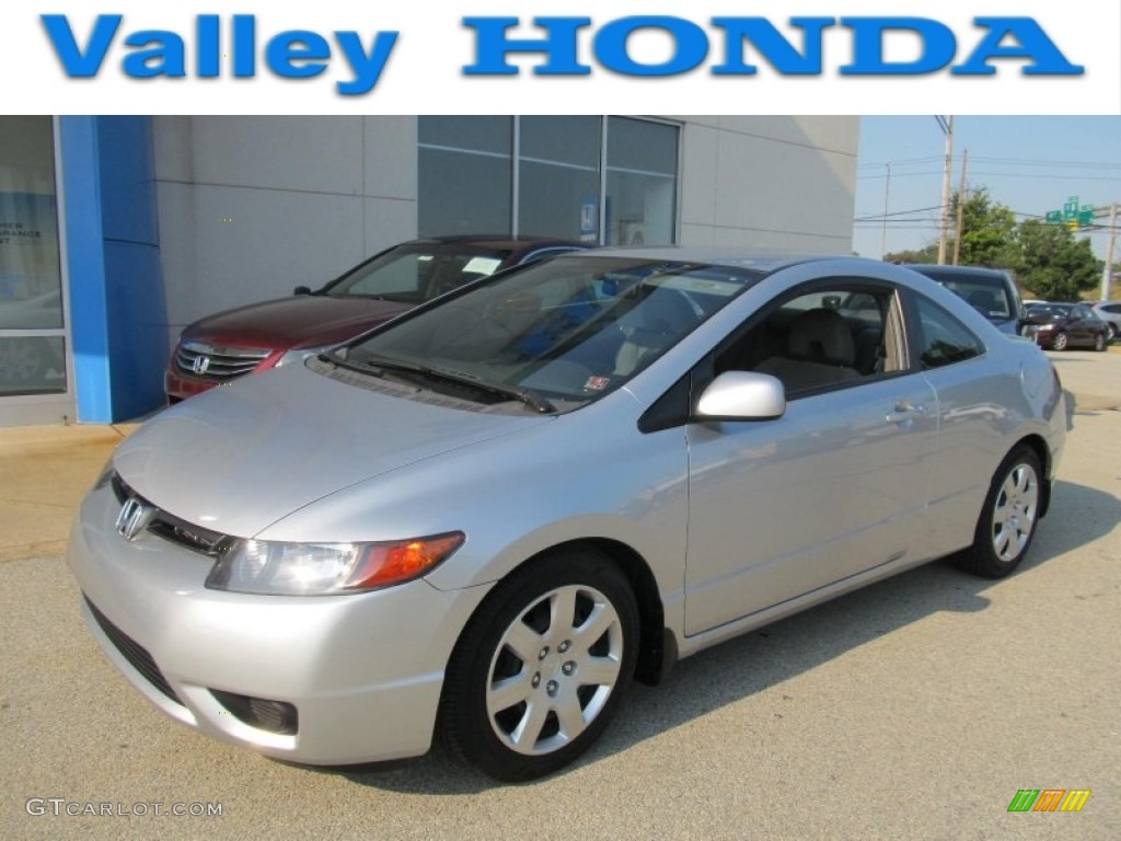 2007 Civic LX Coupe - Alabaster Silver Metallic / Gray photo #1
