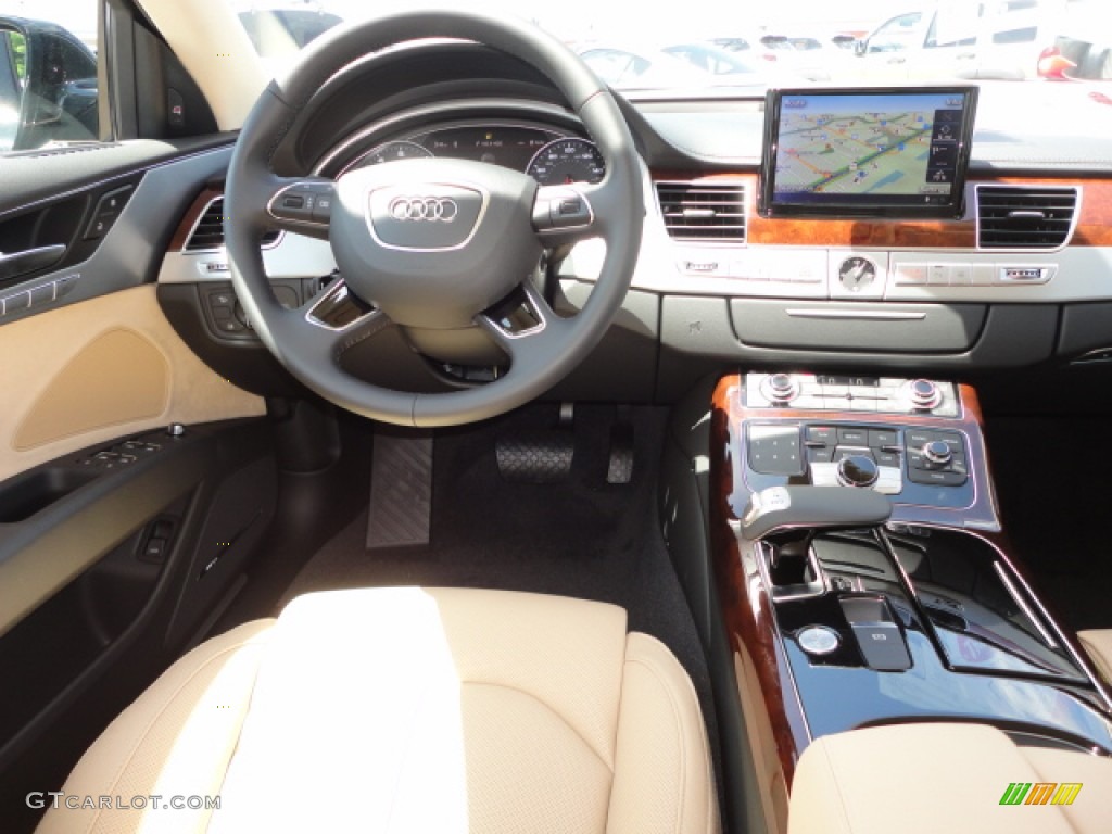 2013 Audi A8 3.0T quattro Velvet Beige Dashboard Photo #68861559