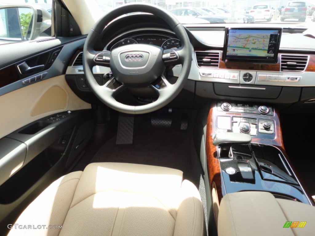 2013 Audi A8 3.0T quattro Velvet Beige Dashboard Photo #68861925