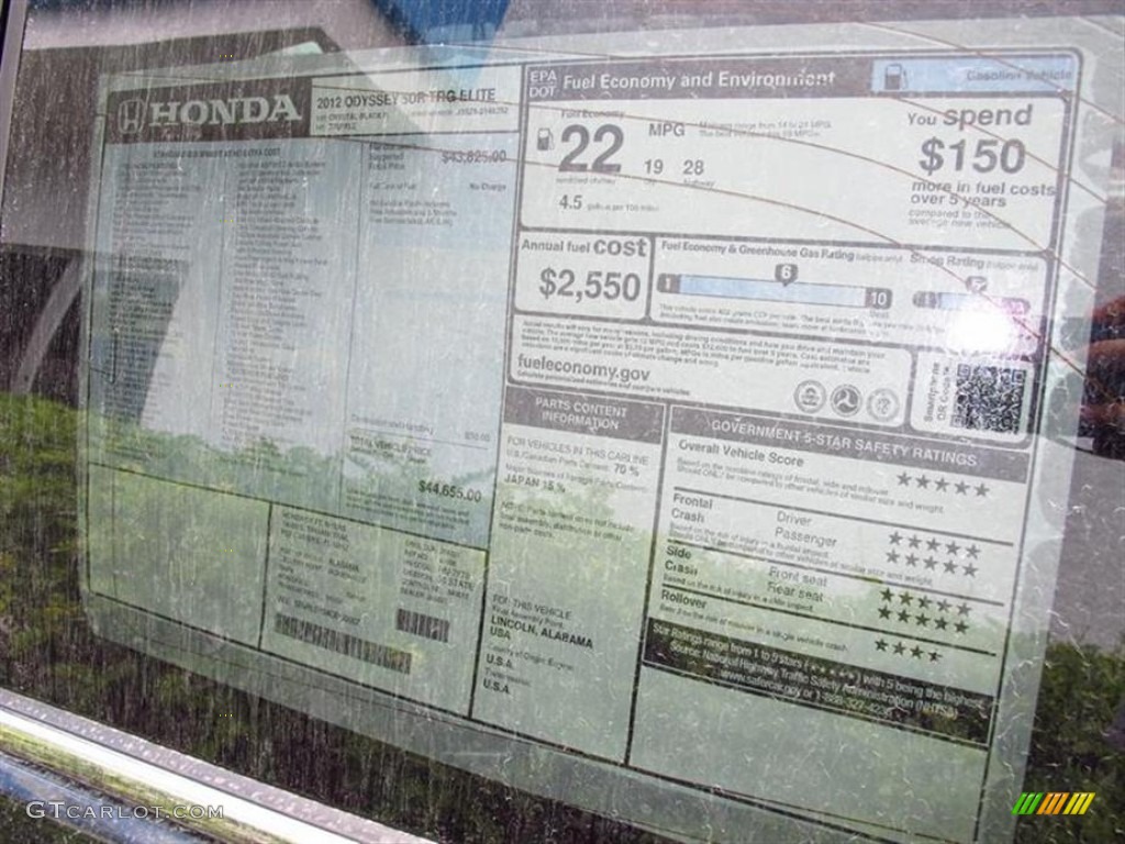 2012 Odyssey Touring Elite - Crystal Black Pearl / Truffle photo #9