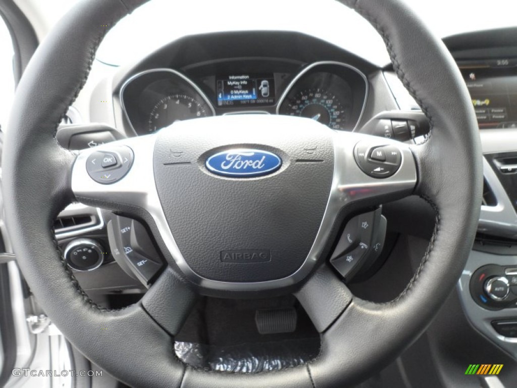 2012 Ford Focus Titanium Sedan Charcoal Black Leather Steering Wheel Photo #68867208