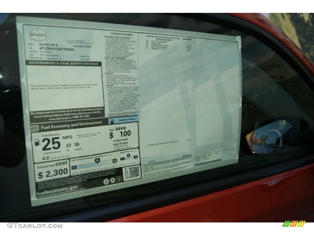 2013 Scion FR-S Sport Coupe Window Sticker Photo #68873634