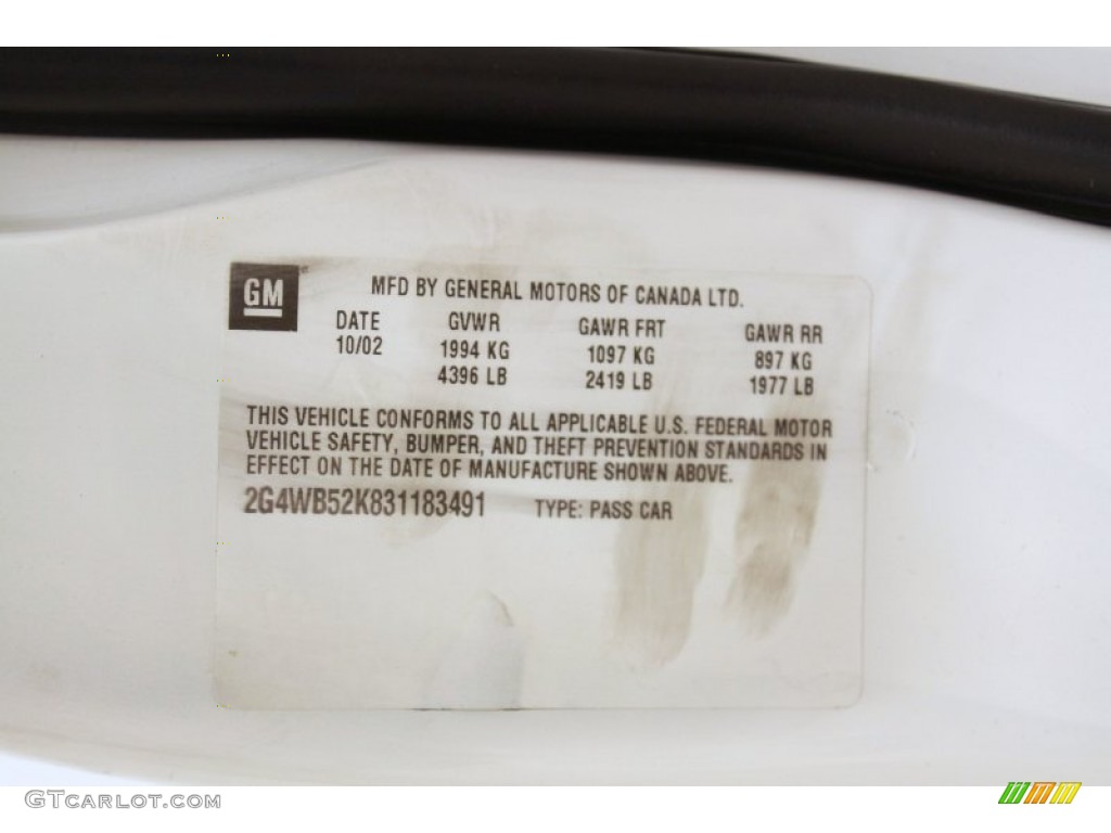 2003 Regal LS - White / Medium Gray photo #23