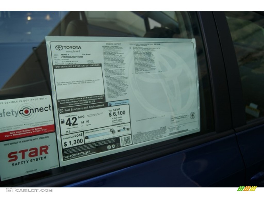 2012 Toyota Prius v Five Hybrid Window Sticker Photo #68874594
