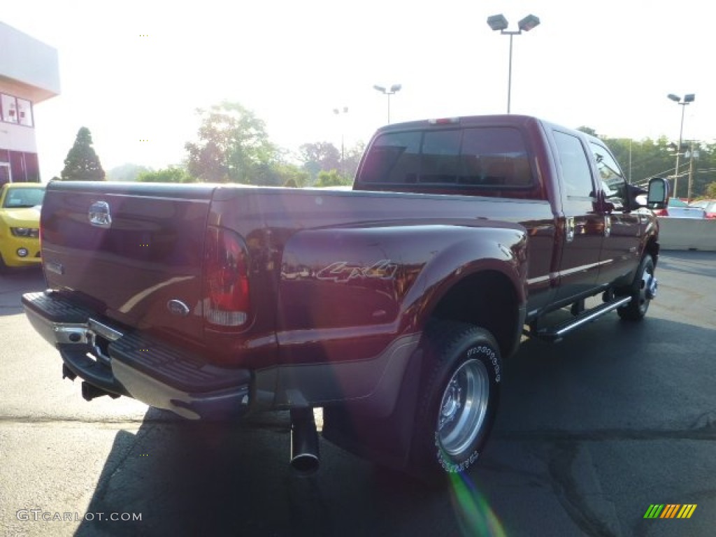 2005 F350 Super Duty Lariat Crew Cab 4x4 Dually - Dark Toreador Red Metallic / Tan photo #3