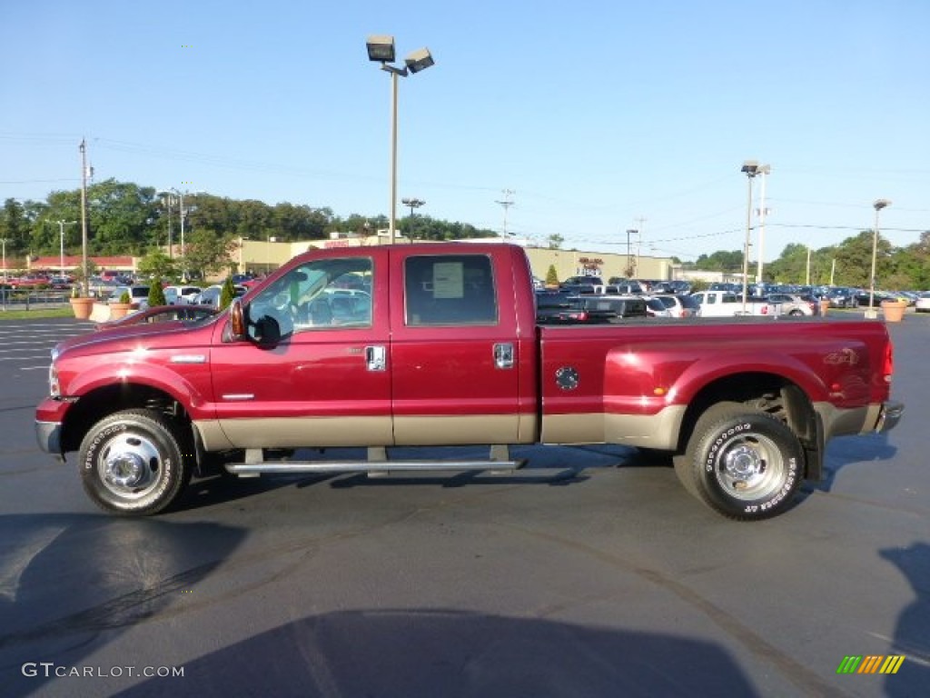 Dark Toreador Red Metallic 2005 Ford F350 Super Duty Lariat Crew Cab 4x4 Dually Exterior Photo #68877021