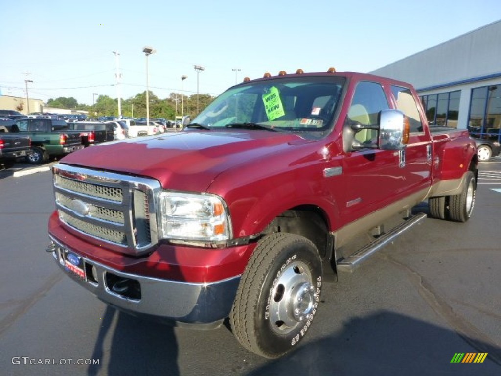 Dark Toreador Red Metallic 2005 Ford F350 Super Duty Lariat Crew Cab 4x4 Dually Exterior Photo #68877030