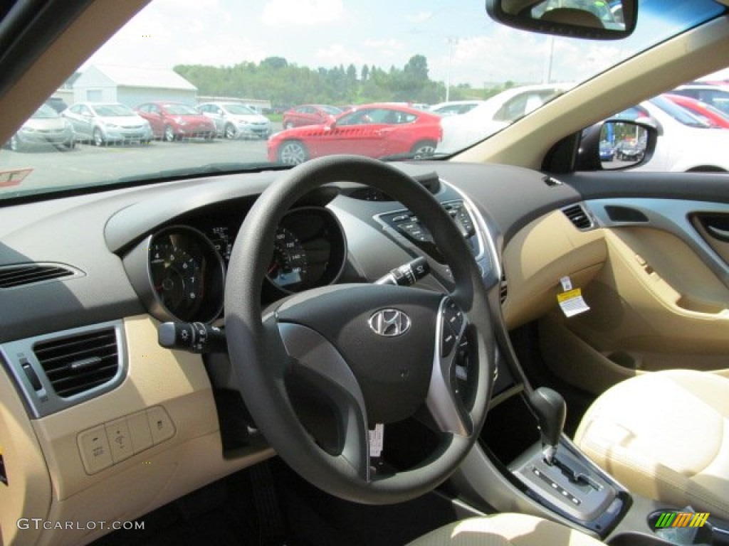 2013 Elantra GLS - Midnight Black / Beige photo #6