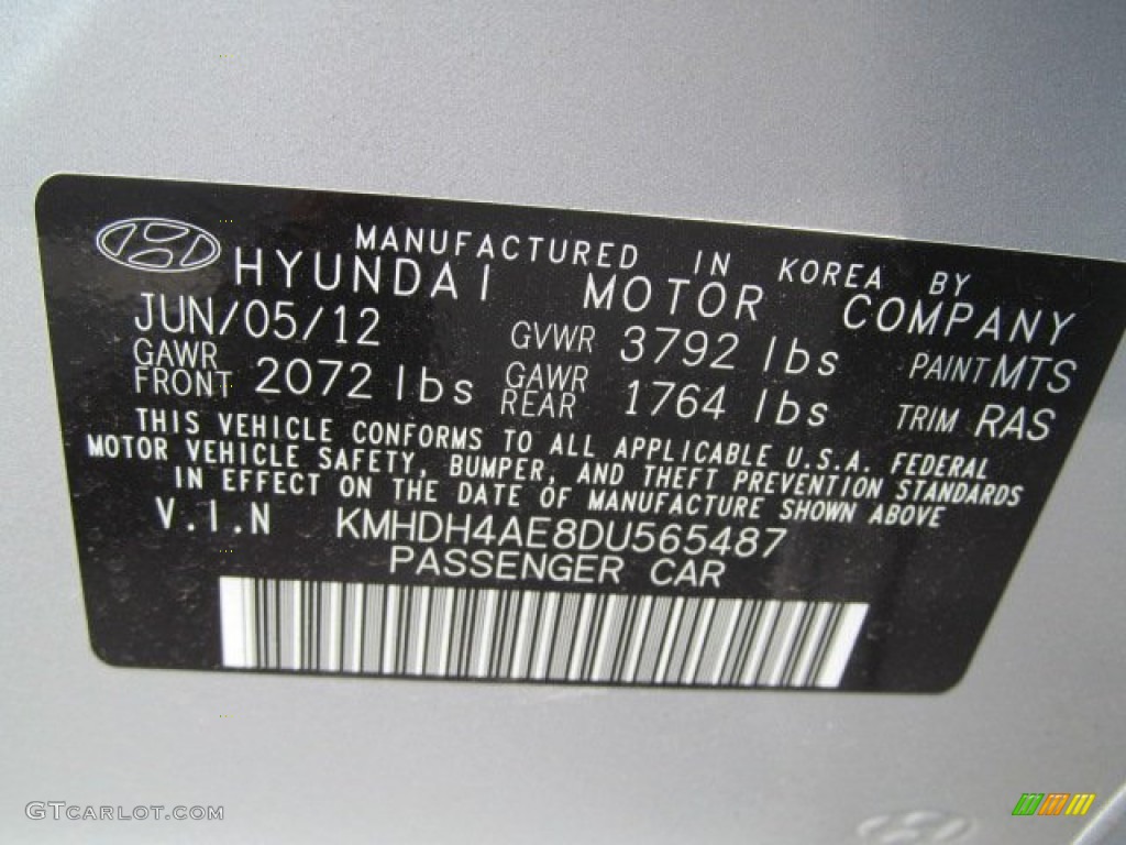2013 Elantra GLS - Shimmering Air Silver / Gray photo #10