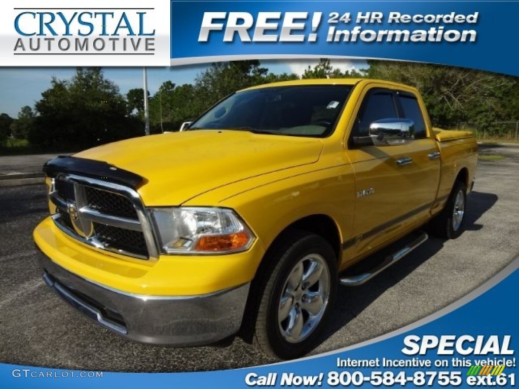 2009 Ram 1500 SLT Quad Cab - Detonator Yellow / Dark Slate/Medium Graystone photo #1