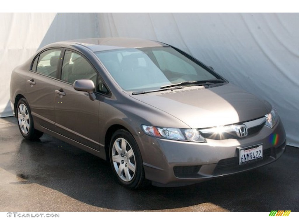2010 Civic LX Sedan - Urban Titanium Metallic / Beige photo #6