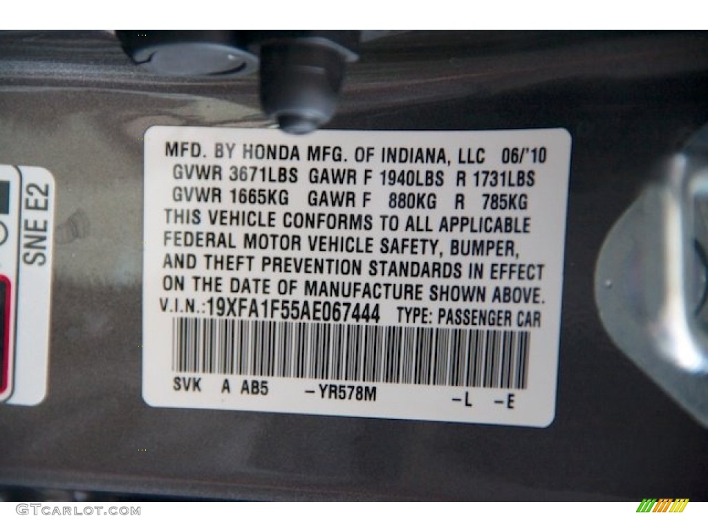 2010 Civic LX Sedan - Urban Titanium Metallic / Beige photo #33