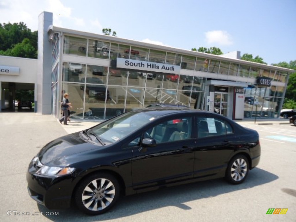 2009 Civic EX-L Sedan - Crystal Black Pearl / Gray photo #1