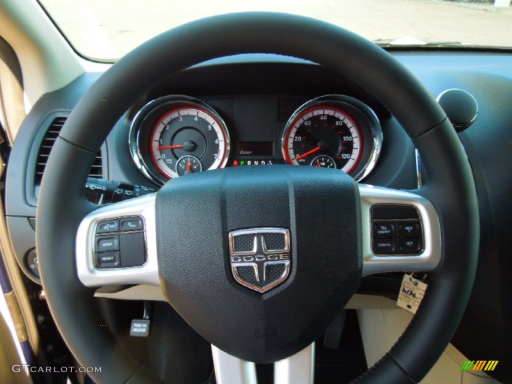 2012 Dodge Grand Caravan SXT Black/Light Graystone Steering Wheel Photo #68884848