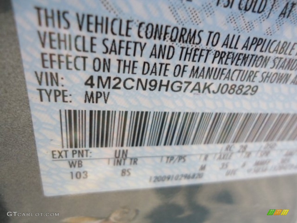 2010 Mariner Color Code UN for Steel Blue Metallic Photo #68887010