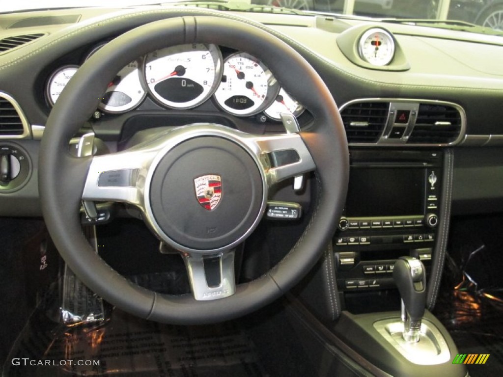2013 Porsche 911 Turbo S Coupe Black Steering Wheel Photo #68892378