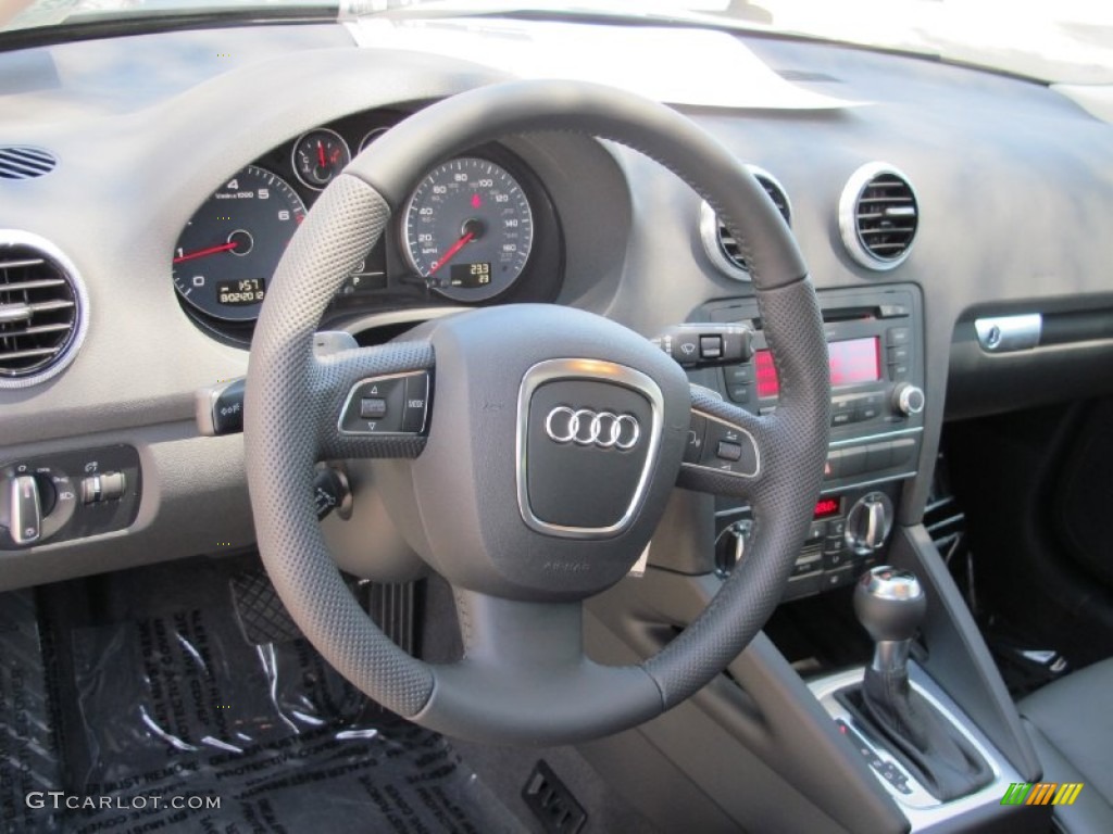 2013 Audi A3 2.0 TFSI Black Steering Wheel Photo #68893323