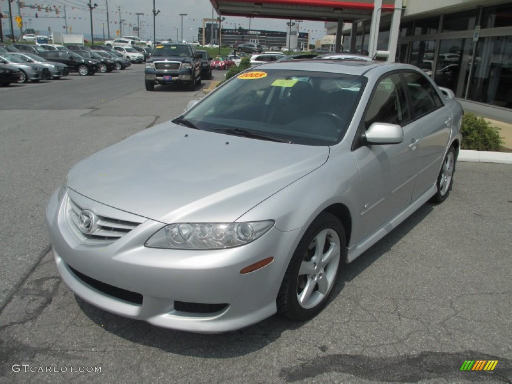 2005 MAZDA6 s Sport Sedan - Glacier Silver Metallic / Black photo #1