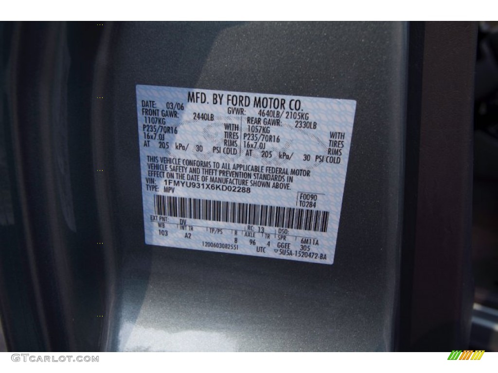 2006 Escape Color Code DV for Titanium Green Metallic Photo #68896491