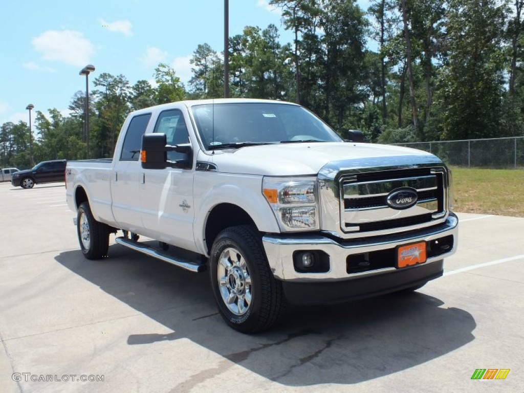 2012 F350 Super Duty Lariat Crew Cab 4x4 - White Platinum Metallic Tri-Coat / Black photo #1