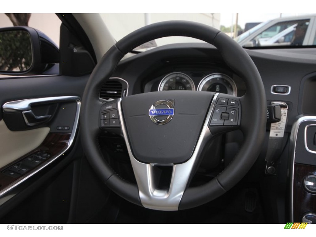 2013 Volvo S60 T5 Soft Beige Steering Wheel Photo #68900488