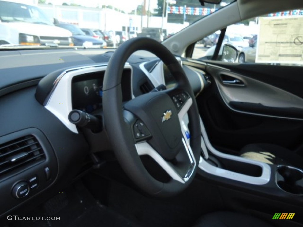 2013 Chevrolet Volt Standard Volt Model Jet Black/Ceramic White Accents Steering Wheel Photo #68900691