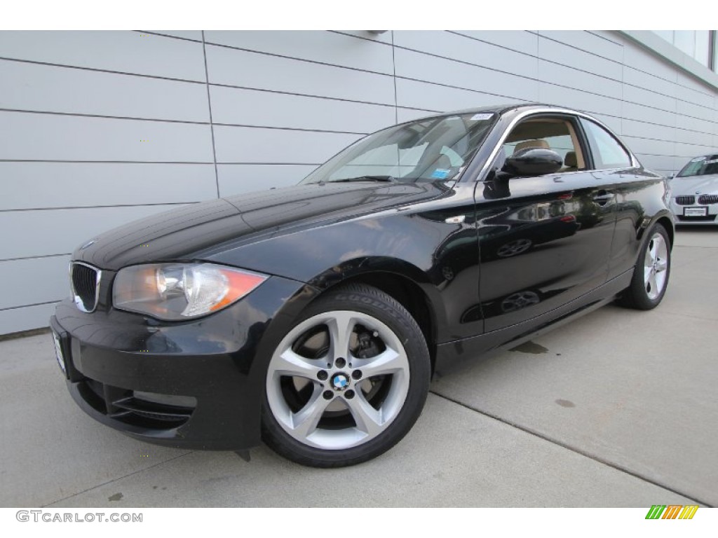 2009 1 Series 128i Coupe - Jet Black / Savanna Beige/Black Boston Leather photo #1