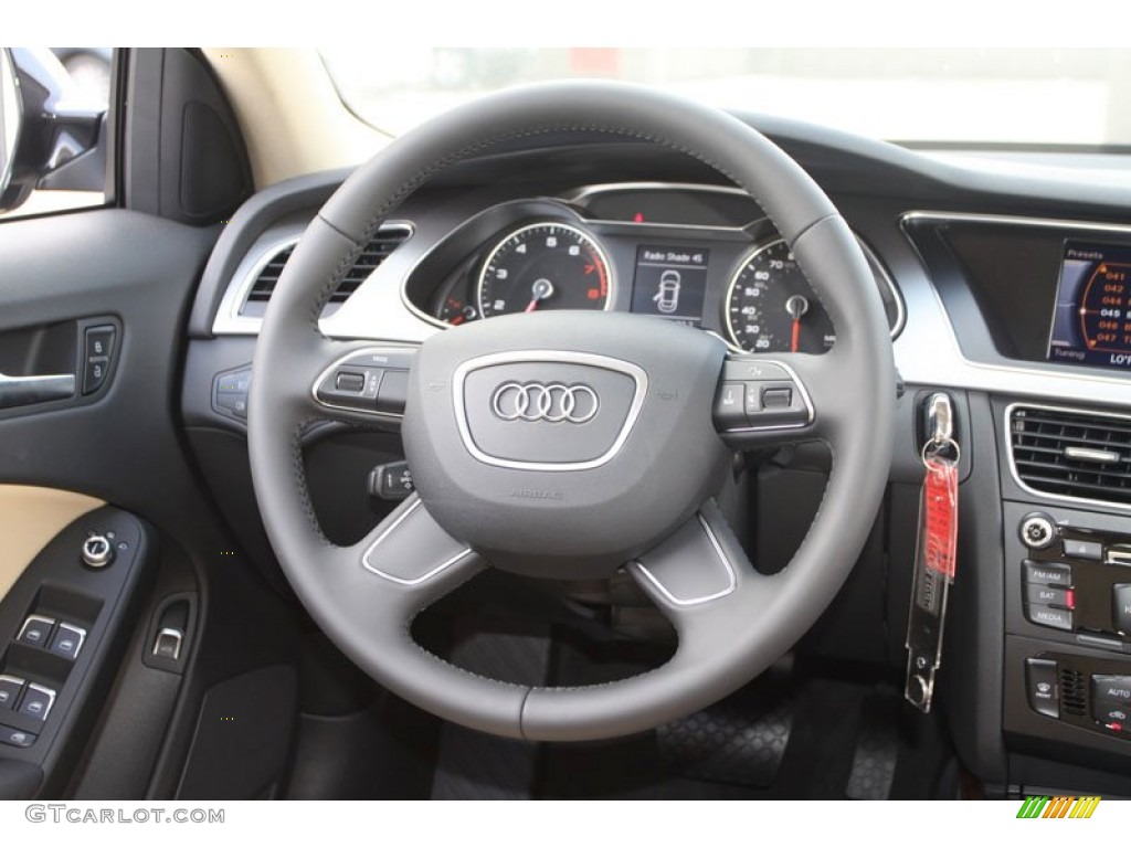 2013 Audi A4 2.0T Sedan Velvet Beige/Black Steering Wheel Photo #68909730