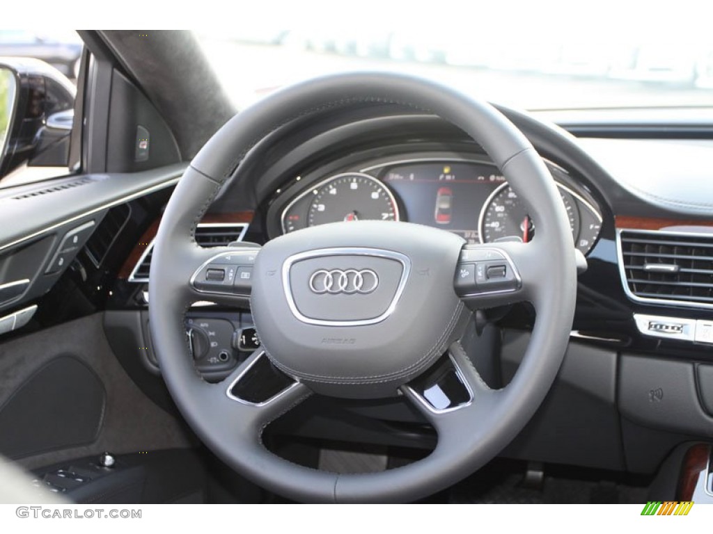 2013 Audi A8 L 3.0T quattro Black Steering Wheel Photo #68910291