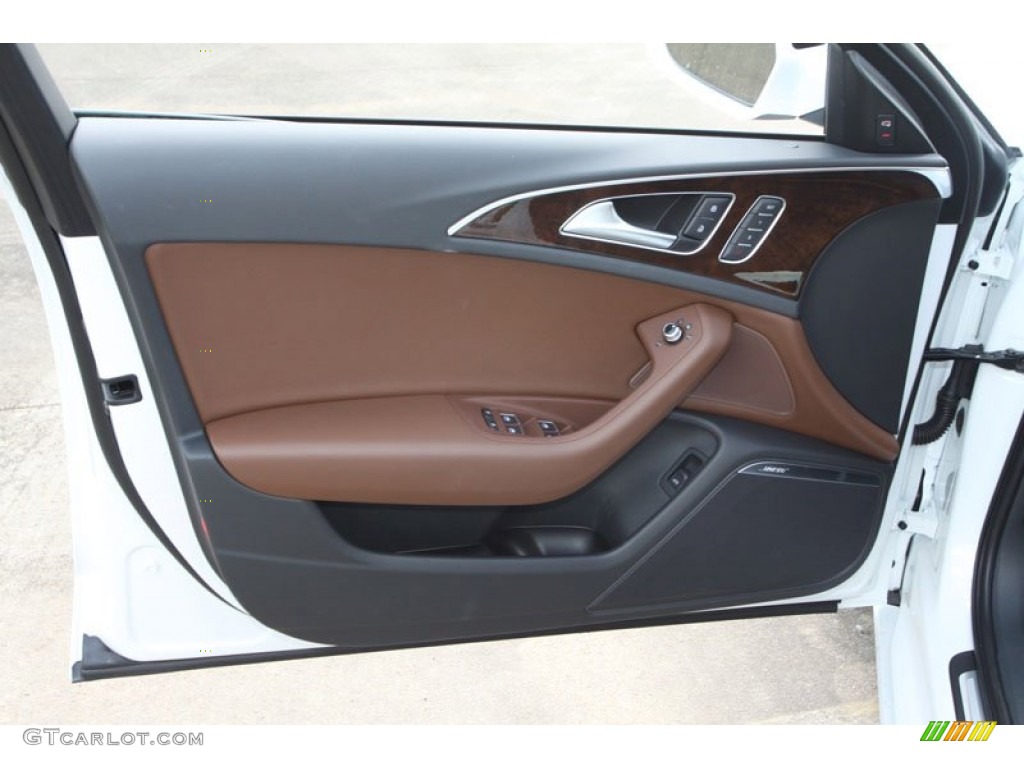 2013 Audi A6 2.0T quattro Sedan Nougat Brown Door Panel Photo #68910459