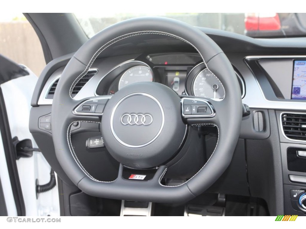 2013 Audi S5 3.0 TFSI quattro Convertible Black Steering Wheel Photo #68911287