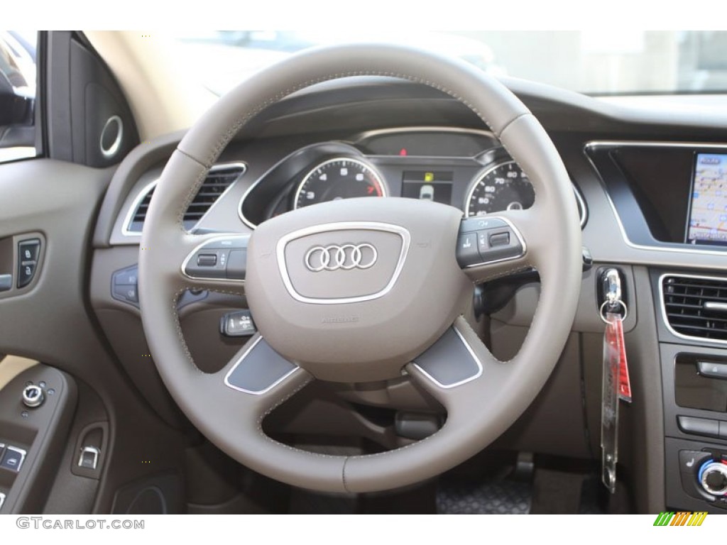 2013 Audi Allroad 2.0T quattro Avant Velvet Beige/Moor Brown Steering Wheel Photo #68911530