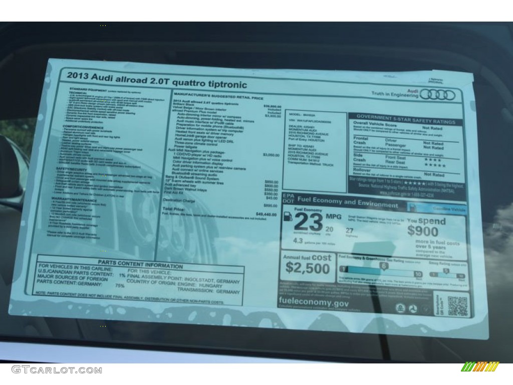 2013 Audi Allroad 2.0T quattro Avant Window Sticker Photo #68911641