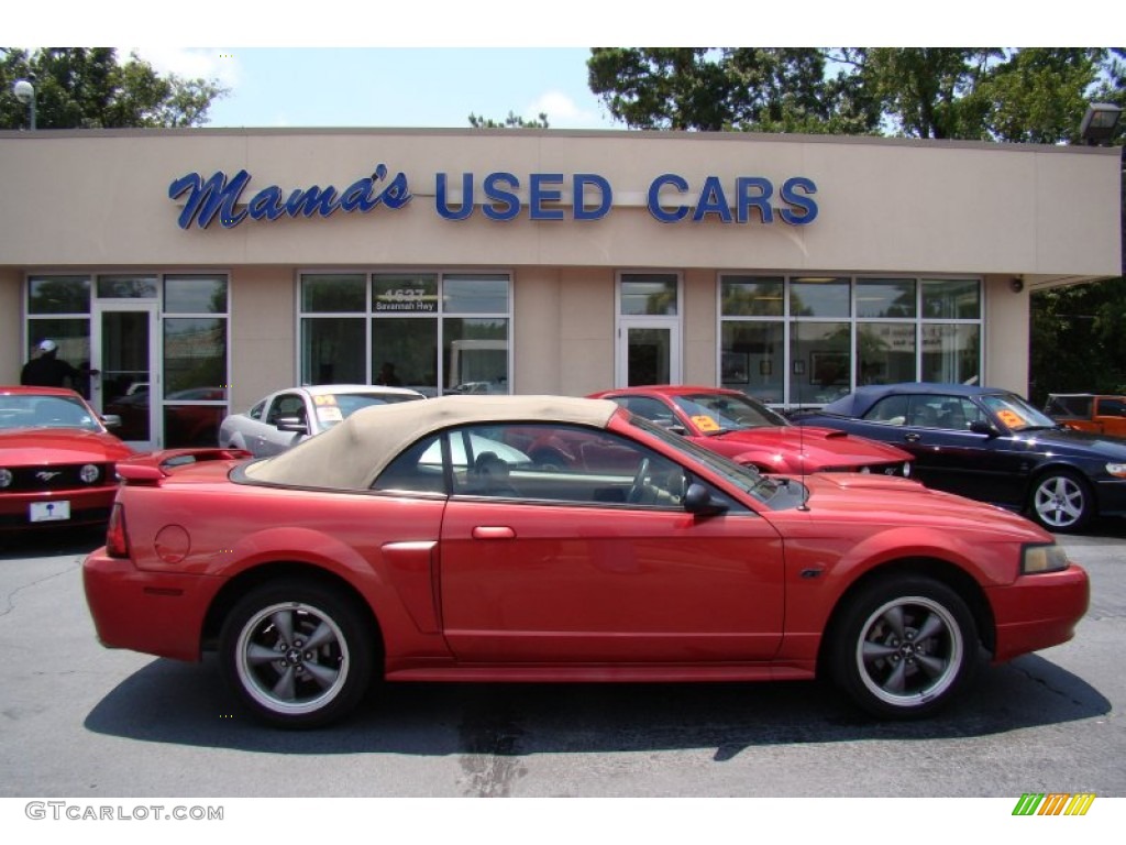 2001 Mustang GT Convertible - Laser Red Metallic / Medium Parchment photo #1