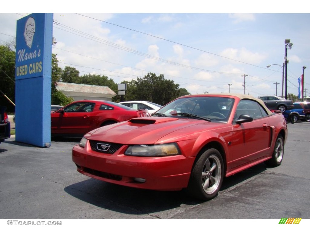 2001 Mustang GT Convertible - Laser Red Metallic / Medium Parchment photo #4