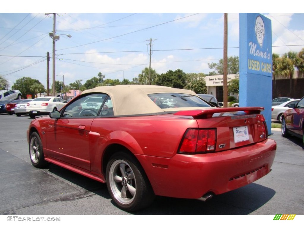 2001 Mustang GT Convertible - Laser Red Metallic / Medium Parchment photo #6