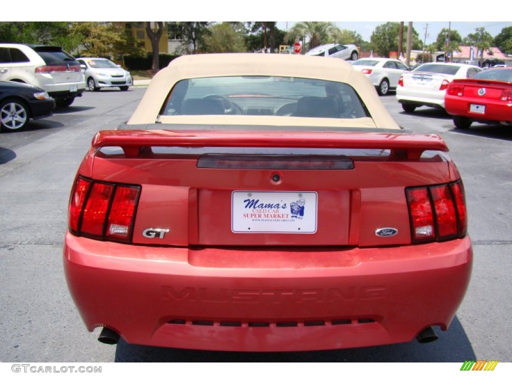 2001 Mustang GT Convertible - Laser Red Metallic / Medium Parchment photo #7