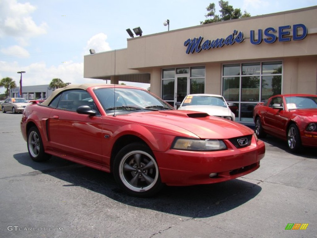2001 Mustang GT Convertible - Laser Red Metallic / Medium Parchment photo #24