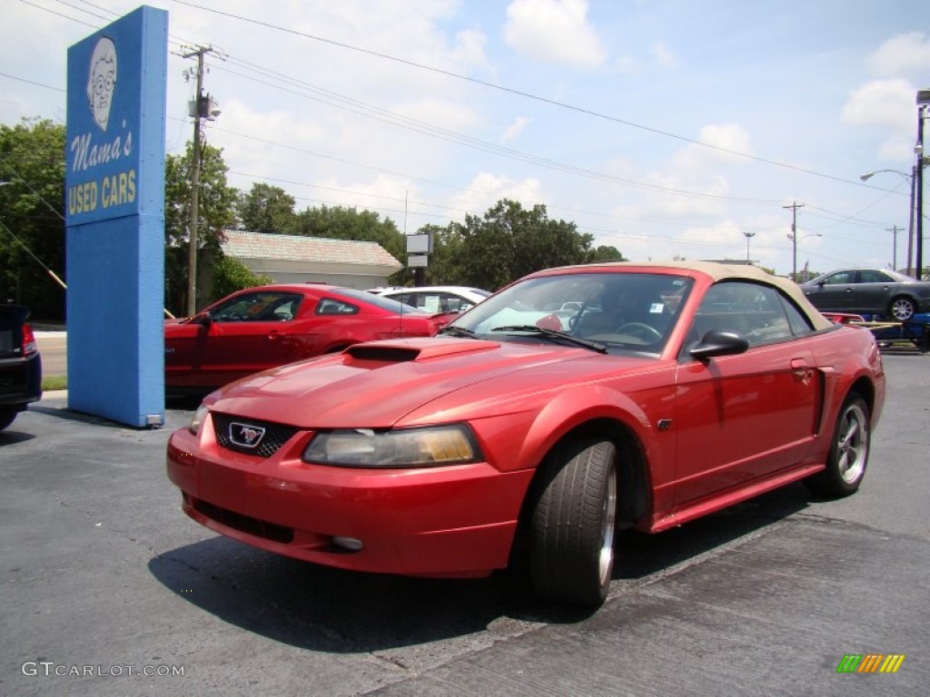 2001 Mustang GT Convertible - Laser Red Metallic / Medium Parchment photo #25
