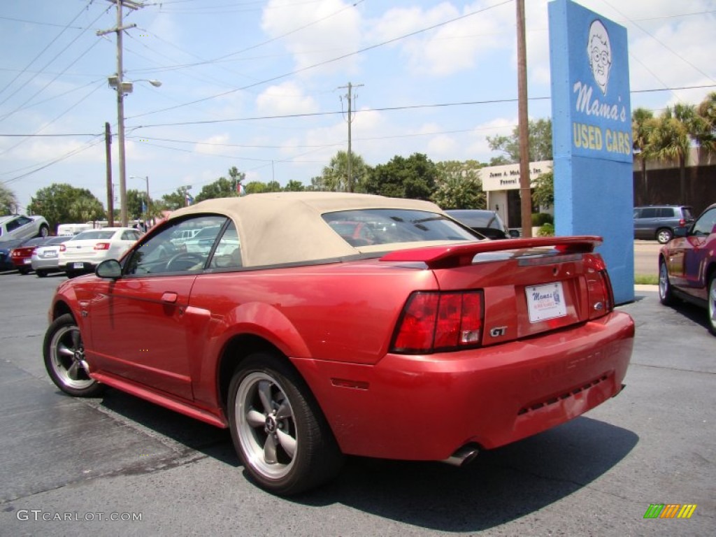 2001 Mustang GT Convertible - Laser Red Metallic / Medium Parchment photo #26