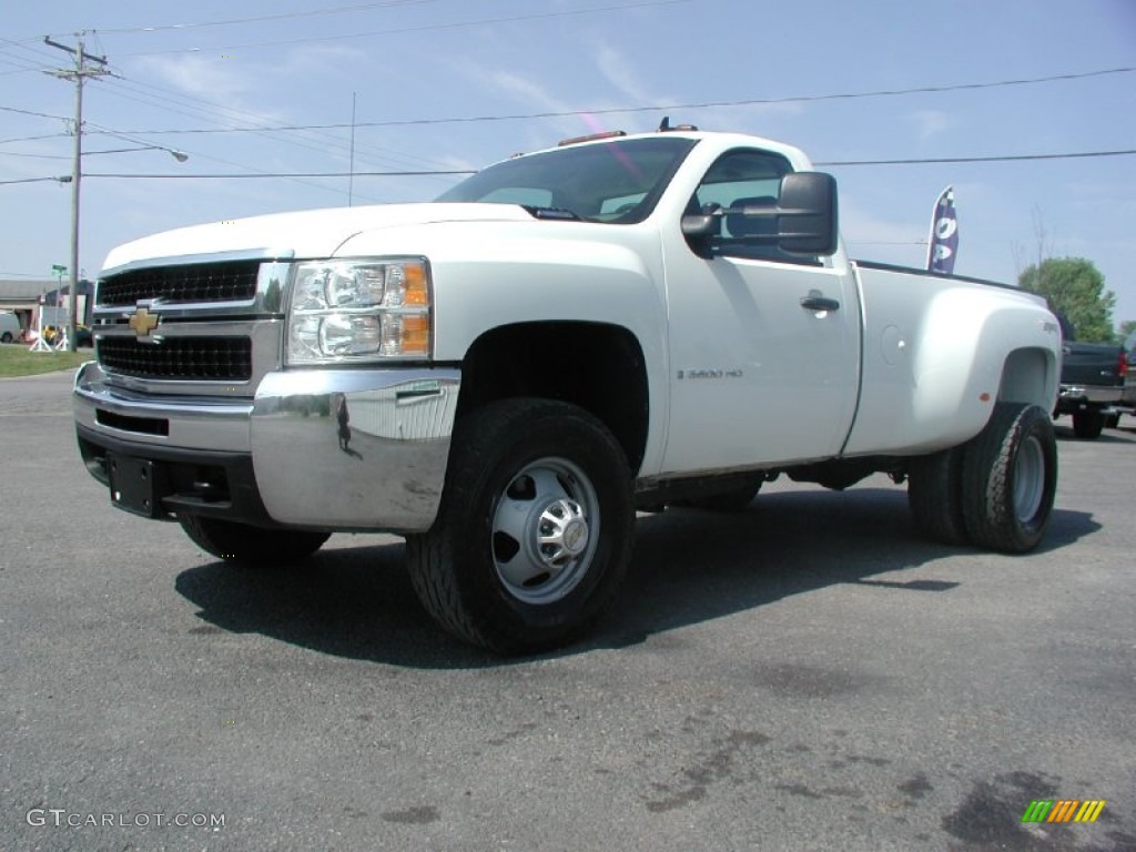 2009 Silverado 3500HD LT Regular Cab 4x4 Dually - Summit White / Light Titanium/Ebony photo #1