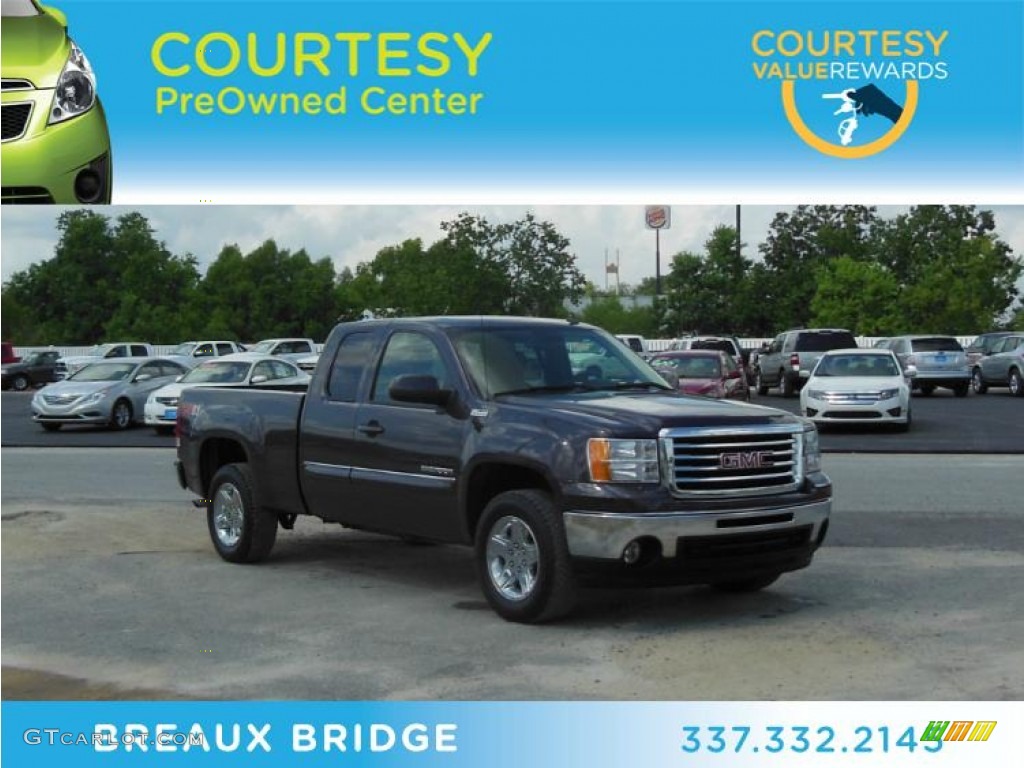 2010 Sierra 1500 SLE Extended Cab 4x4 - Storm Gray Metallic / Ebony photo #1