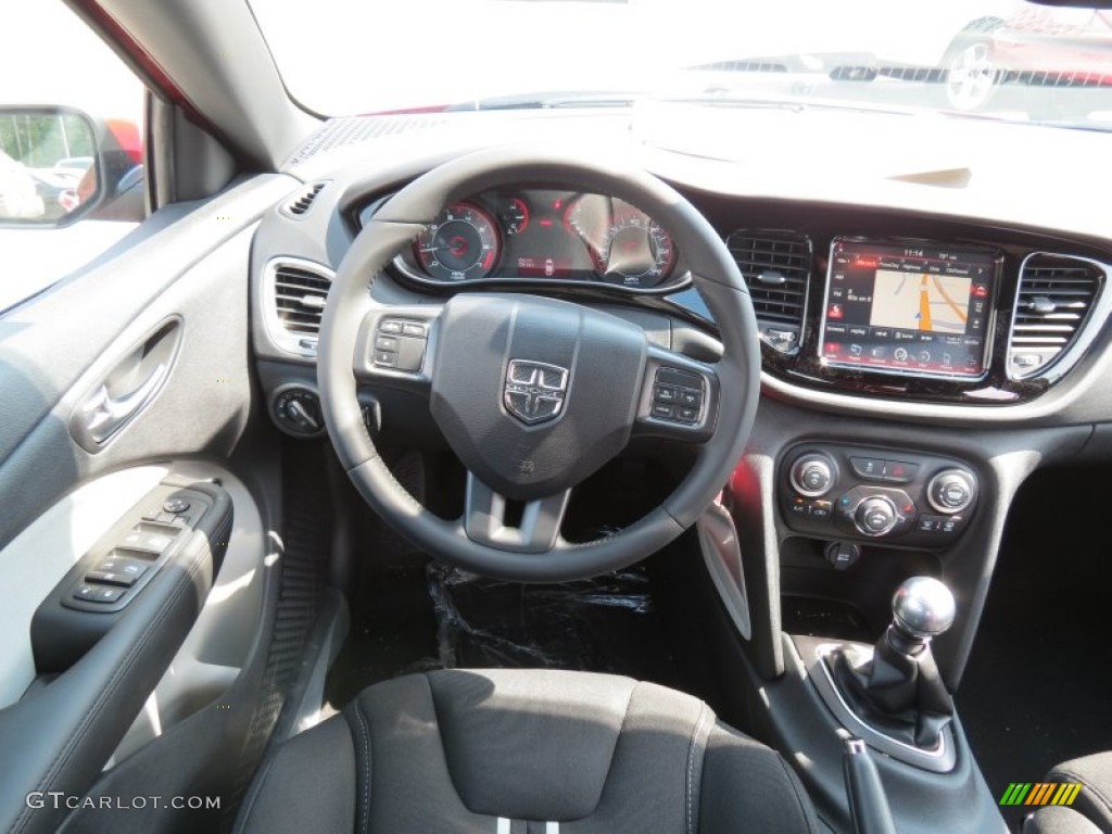 2013 Dodge Dart Rallye Black/Light Diesel Gray Steering Wheel Photo #68929921