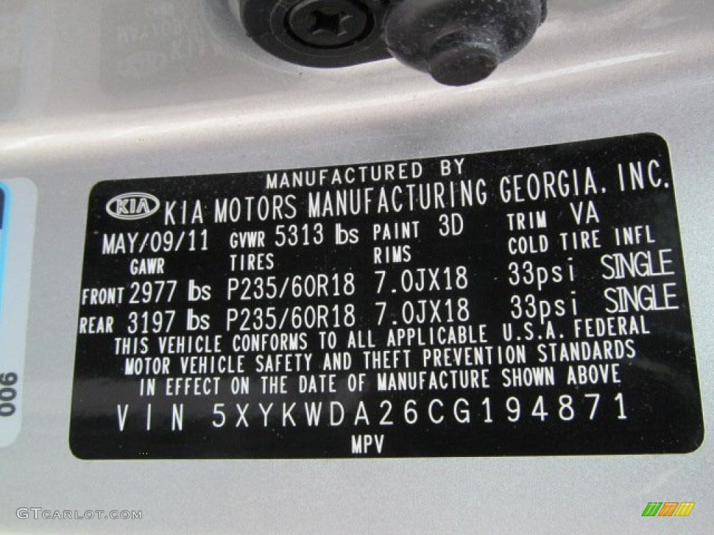 2012 Sorento SX V6 AWD - Bright Silver / Black photo #24