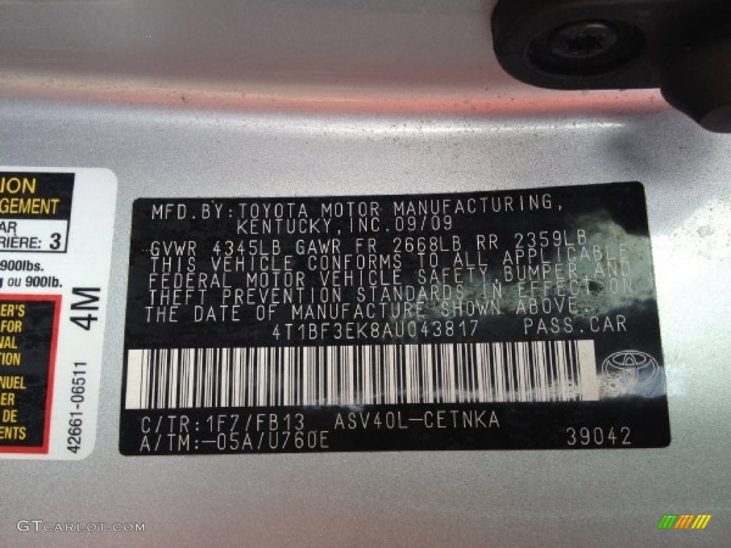 2010 Camry LE - Classic Silver Metallic / Ash Gray photo #14