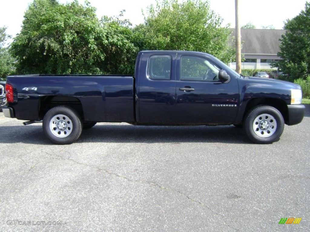 2008 Silverado 1500 Work Truck Extended Cab 4x4 - Dark Blue Metallic / Dark Titanium photo #7