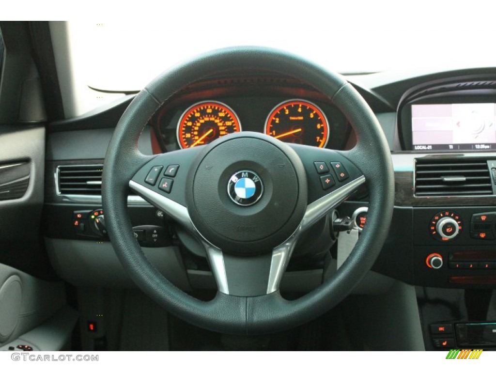 2009 BMW 5 Series 535i Sedan Grey Dakota Leather Steering Wheel Photo #68943738