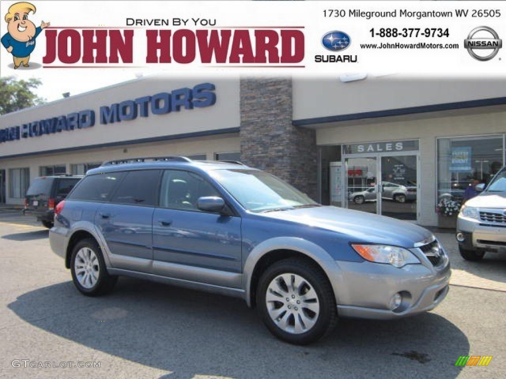 2009 Outback 2.5i Limited Wagon - Newport Blue Pearl / Off Black photo #1