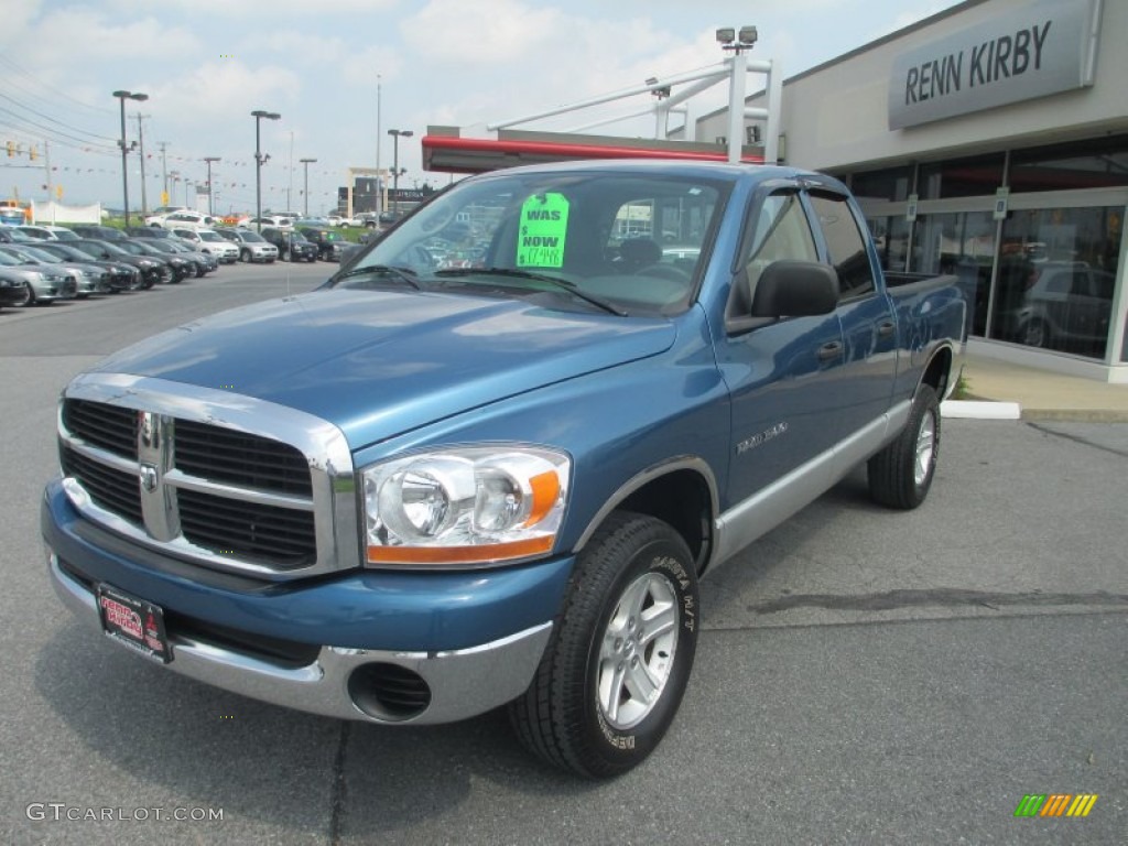 2006 Ram 1500 SLT Quad Cab 4x4 - Atlantic Blue Pearl / Medium Slate Gray photo #1