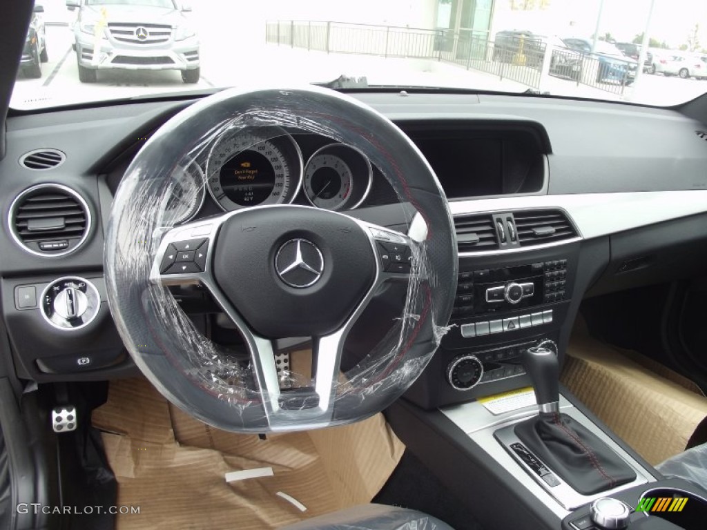 2013 Mercedes-Benz C 350 Coupe Black/Red Stitch w/DINAMICA Inserts Dashboard Photo #68964524